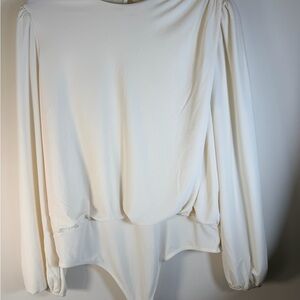 Women's Express Cream Long-Sleeve Bodysuit Top